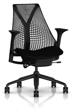 A Herman Miller Sayl Chair black in color