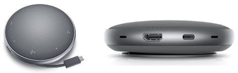 A USB-C adapter with integrated speakerphone