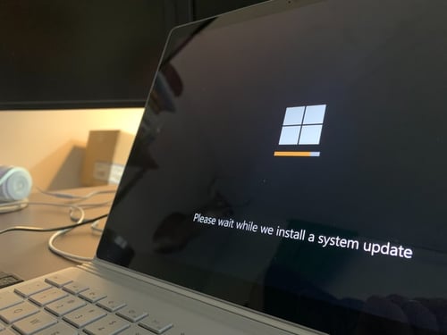 Laptop screen showing the windows system update.