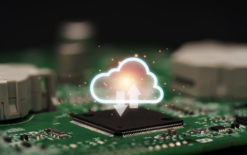 Cloud computing on electronic chip and board used in azure cloud hosting solutions.