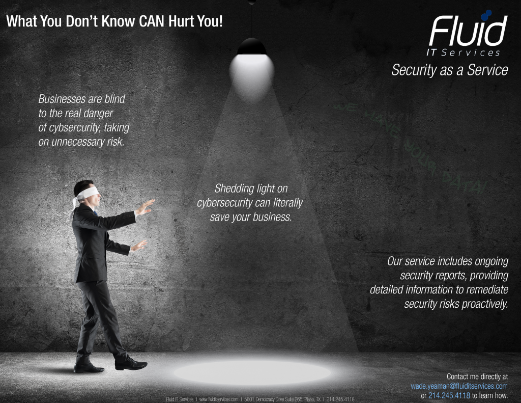 A man in a black suit with a blind fold on his eyes moving towards the circle on the floor made by a hnaging light bulb on the ceiling.- Cyber Security