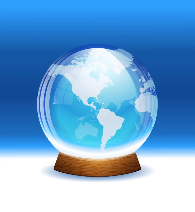 A globe with the blue background.